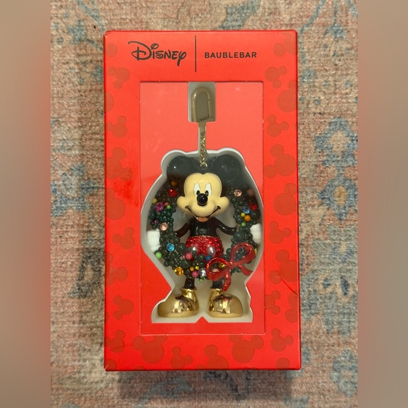 Disney X Baublebar Mickey Mouse Green Christmas Wreath 
 Bag Charm/Keychain - Picture 3 of 7